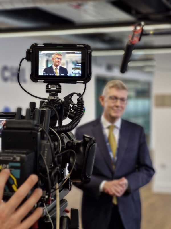 Prof Iain Buchan being filmed